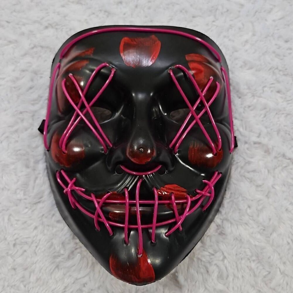 The Purge Halloween Scary Mask LED Light Up Battery Cosplay Rave Costume Party